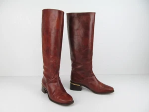 Joan & David Couture Women's Riding Boots Cognac Leather Tall Size 10M - Picture 1 of 13