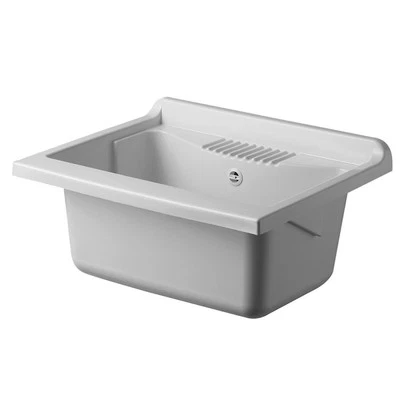 NEGRARI Vasca lavatoio 60x60 cm in resina bianca con pre fori per rubinetto