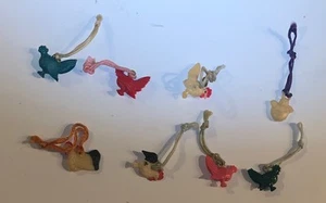 Cracker Jack Gumball Prize Charm Toy Lot Of 8 Chicken Rooster Bird Celluloid Vtg - Picture 1 of 2