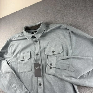 BYLT Camicia Uomo 2XL Blu Sopracamicia Flanella Patta Tasche Ardesia Costa NUOVA - Foto 1 di 13