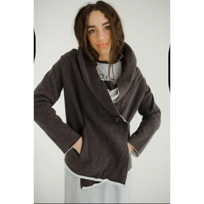 Sanctuary Women's Single Button Long Sleeve Poncho Sweater Jacket Size M Gray - Image 1 of 4