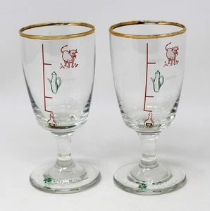 Set of 2 Vintage Irish Coffee Stem Glasses Imprinted Recipe Gold Rim 5.75" - Picture 1 of 5