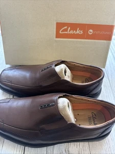 Men’s Clarks Unstructured, Un.Sheridan Brown size 8 1/2 Wide, NIB - Picture 1 of 7