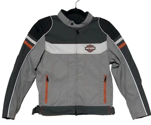 Harley Davidson Textile Jacket Boys Large 14 Gray Padded Elbows & Shoulders NWT - Picture 1 of 11