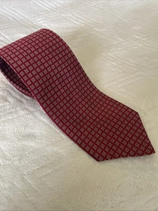  Brooks Brothers Krawatte aus reiner Seide, rot mit grauen Quadraten, strukturiertes Design - Bild 1 von 6