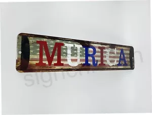 MURICA - America street ., wall sign. Rustic Vinatge Look , mini street sign new - Picture 1 of 1