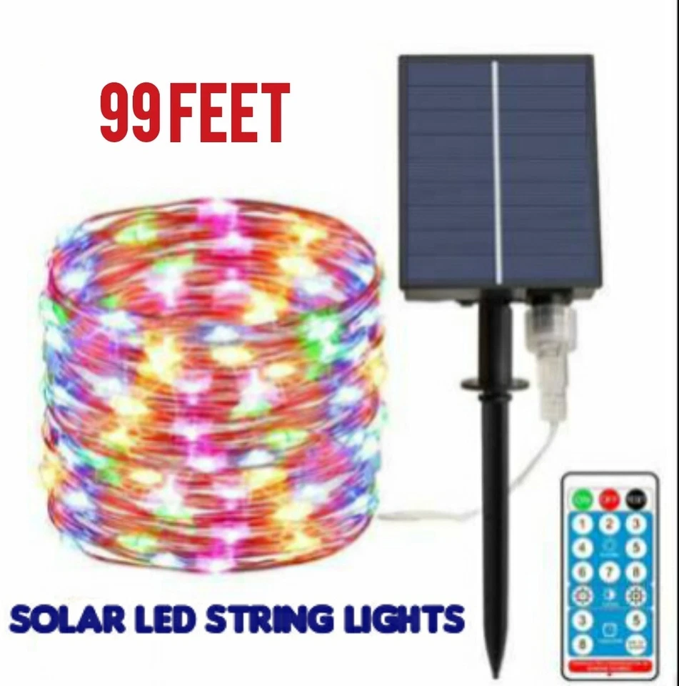 99 FEET Solar String Lights Outdoor Waterproof 300 LED REMOTE NEW - Image 1 of 4