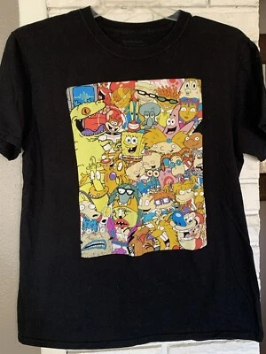 Camiseta gráfica NICKELODEON para mujer talla L negra cuello redondo (impresa delantera/trasera)) Foto 1 de 4