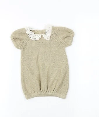 Vestido George Baby Beige Saltador de Acrílico Talla 3-6 Meses Collar Botón Foto 1 de 4