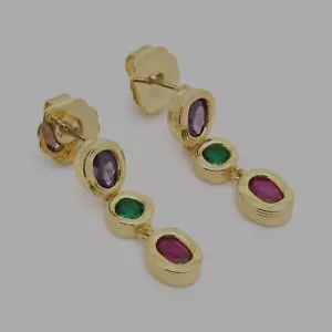 MeMe London Designer 18ct Gold Plated Cubic Zirconia Drop Earrings - Picture 1 of 4