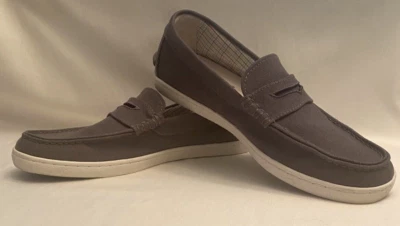 Cole Haan Pinch Maine Classics Zapatos de Barco Talla 9 Gris Lona Penny Mocasines Foto 1 de 4
