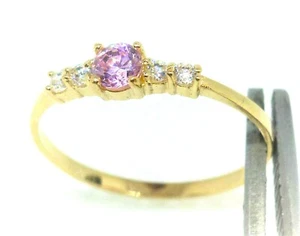 10 KT GELBGOLD KINDERRING ROSA CZ Größe 3 1/4 - GESCHENKBOX - KOSTENLOSER VERSAND - Bild 1 von 6