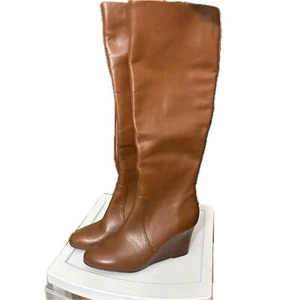 Nine West Meantime Boots Wedge Heel Leather Knee High Boots Size 8 NWOT - Picture 1 of 9