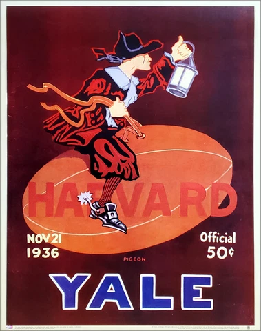 Harvard vs Yale Football THE GAME 1936 Vintage Program Cover NCAA 22x28 POSTER Cover