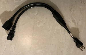 1.5ft 16 AWG 1-to-2 Power Cord Splitter/5-15 Male to C13 & 5-15 Female C2G Brand - Picture 1 of 8