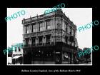Old Postcard Size Photo Balham London England The Balham Hotel C1930