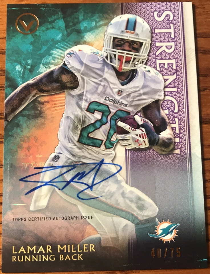 2015 Topps Valor Autographs Courage STRENGTH Lamar Miller #108 #’d 40/75 - Image 1 of 2