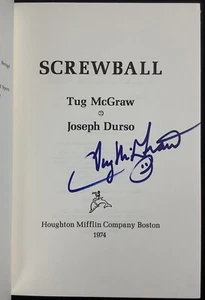 Tug McGraw Signed Book Screwball HCB Baseball NewYork Mets WSC Autograph PSA/DNA - Picture 1 of 4