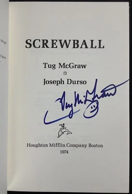 Tug McGraw Signed Book Screwball HCB Baseball NewYork Mets WSC Autograph PSA/DNA - Image 1 of 4