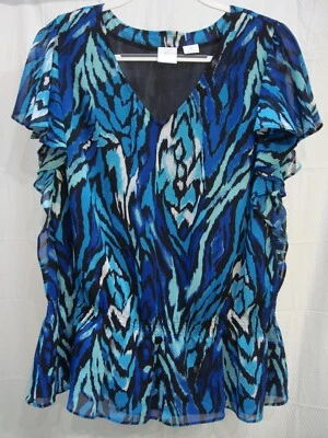 EMMA JAMES sz 14 синий v-образным вырезом блузка - Изображение 1 из 4