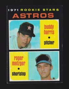 1971 TOPPS #404 HOUSTON ASTROS NOVATO ESTRELLAS Buddy Harris/Roger Metzger EX A - Imagen 1 de 2