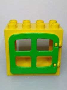 Lego Duplo 2332 gelber Tür Fensterrahmen mit grünen Scheiben Stein Block - Bild 1 von 7