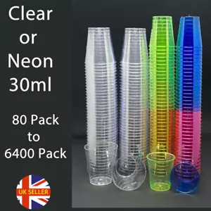More details for plastic shot glasses neon coloured wedding party games reusable drinking cups