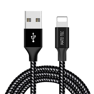 MATO TEC Ladekabel iPhone Datenkabel Nylon Schnell für 7 8 X 11 12 13 14 IOS 8-Pin 1-3m