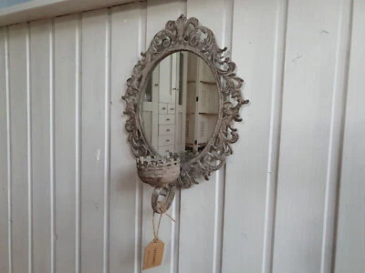 Wandspiegel Vintage  mit Kerzenhalter Shabby Chic Metall Glas  27 x 11,5 x 36 cm - Bild 1 von 4
