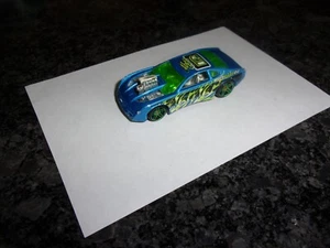 2001 HOT WHEELS OVERBOARD 454 Blue DIECAST RACE CAR Green Windows - Picture 1 of 4