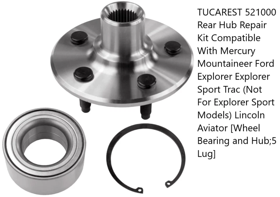 HK521000 REAR Bearing and Hub Assembly Repair Kit Fits 02-10 Mercury Mountaineer Foto 1 de 2