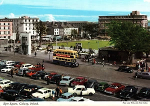 Eyre Square Galway Ireland Hinde Postcard 1970s Old Cars Bus - Picture 1 of 2
