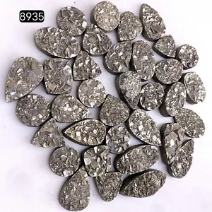 35 pcs 1110 Cts Pyrite Druzy Loose Gemstone Cabochon Lot 30x12 13x13mm # R-8935 - Picture 1 of 4