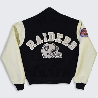 Chaqueta Universitaria Los Angeles Raiders Vintage Años 80 Chalk Line - Lana y Cuero Foto 1 de 4