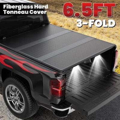 6.5FT 3-Fold FRP Tonneau Cover For 1988-2002 Chevy GMC C/K 1500 2500 Truck Bed — 第 1/4 张图片