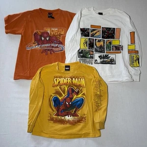 Spider Man Kids Tshirt Lot Y2K 2 Long Sleeve Mixed Sizes Flaws Pictured - Picture 1 of 16