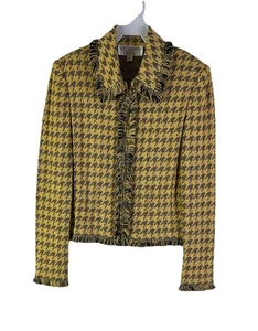 St. John Collection Marie Gray Houndstooth Plaid Santa Knit Blazer Jacket 6 - Picture 1 of 10