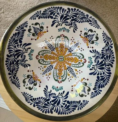 "Cuenco para servir de melamina William Sonoma verde veracruz verde patrón de talavera 10,5""" Foto 1 de 4