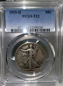 1919-D 50C PCGS Fine12 - Walking Liberty Half Dollar - erschwingliche Schlüsselausgabe - Bild 1 von 4