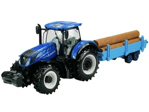 BBURAGO TRACTOR NEW HOLLAND T7.315 HD WITH TIMBER TRAILER 1:32 NEW MODEL 44068 - Picture 1 of 5