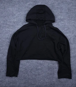 Alo Yoga Cropped Hoodie Damen XS Schwarz Baumwollmischung Distressed Gym Street - Bild 1 von 10