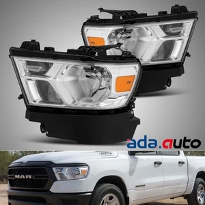 Fit 2019 2020 Dodge Ram 1500 Chrome Headlights Head Lamps Replacement Left&Right - Picture 1 of 5
