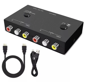 Convertisseur AV vers HDMI 2 ports 2 en 1 sortie 2 adaptateur RCA vers HDMI 2AV vers HDMI - Photo 1/12