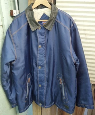 Vtg Dickies Nylon Chore Jacket Men's L/XL Blue Full Zip Sherpa Lined Workwear - Image 1 of 4