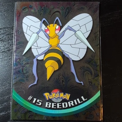 Topps Pokemon 1999 animación de televisión #15 Beedrill lámina logotipo azul casi nuevo Foto 1 de 4