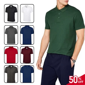 Mens Polo Shirts Pique Short Sleeve Premium Work Casual Plain Top Regular Fit - Picture 1 of 26