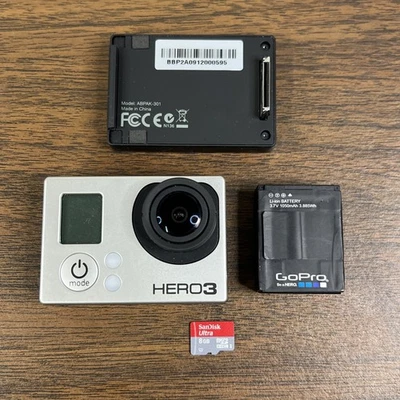 GoPro HERO3 Silver Edition Action Camera W/ Battery & 8GB Micro SD Card - Image 1 of 4