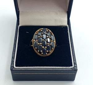 Splendido anello in argento massiccio dorato e pietre blu misura P - Foto 1 di 20