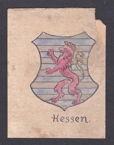Hesse Germany Lion Watercolour Emblem Coat of Arms Watercolor - Picture 1 of 1