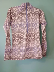 Nike Pro Hyperwarm Tops Women's Sz M Purple Geometric Half Zip Pullover Stretch - Picture 1 of 9